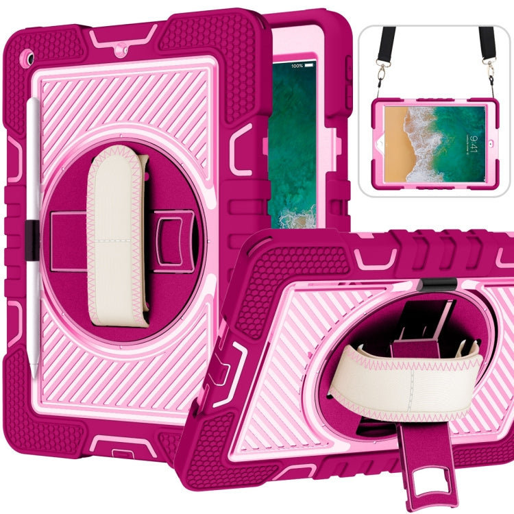 360 Degree Rotation Contrast Color Shockproof Silicone + PC Case with Holder & Hand Grip Strap & Shoulder Strap, For iPad 9.7 2018 / 2017, For iPad 10.2 2021 / 2020 / 2019, For iPad 10.9 / Pro 11 2020 / 2021 / 2018��������������������������������������...