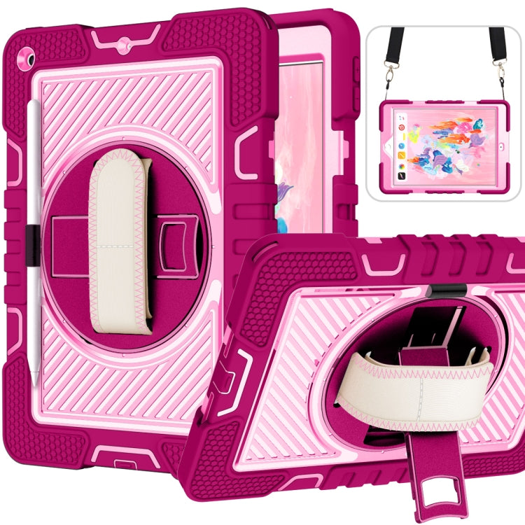 360 Degree Rotation Contrast Color Shockproof Silicone + PC Case with Holder & Hand Grip Strap & Shoulder Strap, For iPad 9.7 2018 / 2017, For iPad 10.2 2021 / 2020 / 2019, For iPad 10.9 / Pro 11 2020 / 2021 / 2018��������������������������������������...