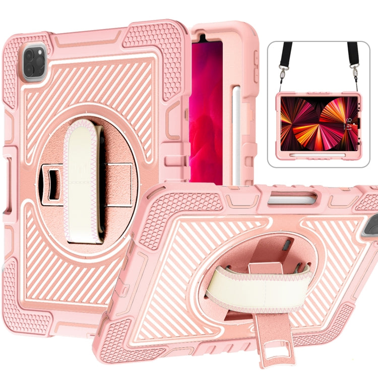 360 Degree Rotation Contrast Color Shockproof Silicone + PC Case with Holder & Hand Grip Strap & Shoulder Strap, For iPad 9.7 2018 / 2017, For iPad 10.2 2021 / 2020 / 2019, For iPad 10.9 / Pro 11 2020 / 2021 / 2018��������������������������������������...