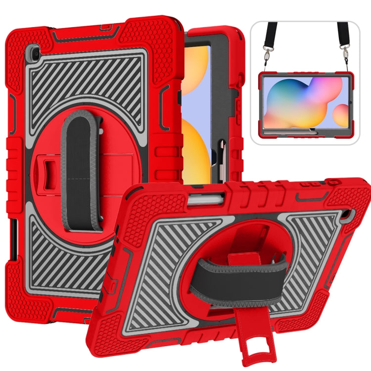 360 Degree Rotation Contrast Color Shockproof Silicone + PC Case with Holder & Hand Grip Strap & Shoulder Strap, For iPad 9.7 2018 / 2017, For iPad 10.2 2021 / 2020 / 2019, For iPad 10.9 / Pro 11 2020 / 2021 / 2018��������������������������������������...