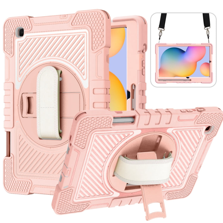 360 Degree Rotation Contrast Color Shockproof Silicone + PC Case with Holder & Hand Grip Strap & Shoulder Strap, For iPad 9.7 2018 / 2017, For iPad 10.2 2021 / 2020 / 2019, For iPad 10.9 / Pro 11 2020 / 2021 / 2018��������������������������������������...