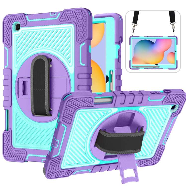 360 Degree Rotation Contrast Color Shockproof Silicone + PC Case with Holder & Hand Grip Strap & Shoulder Strap, For iPad 9.7 2018 / 2017, For iPad 10.2 2021 / 2020 / 2019, For iPad 10.9 / Pro 11 2020 / 2021 / 2018��������������������������������������...