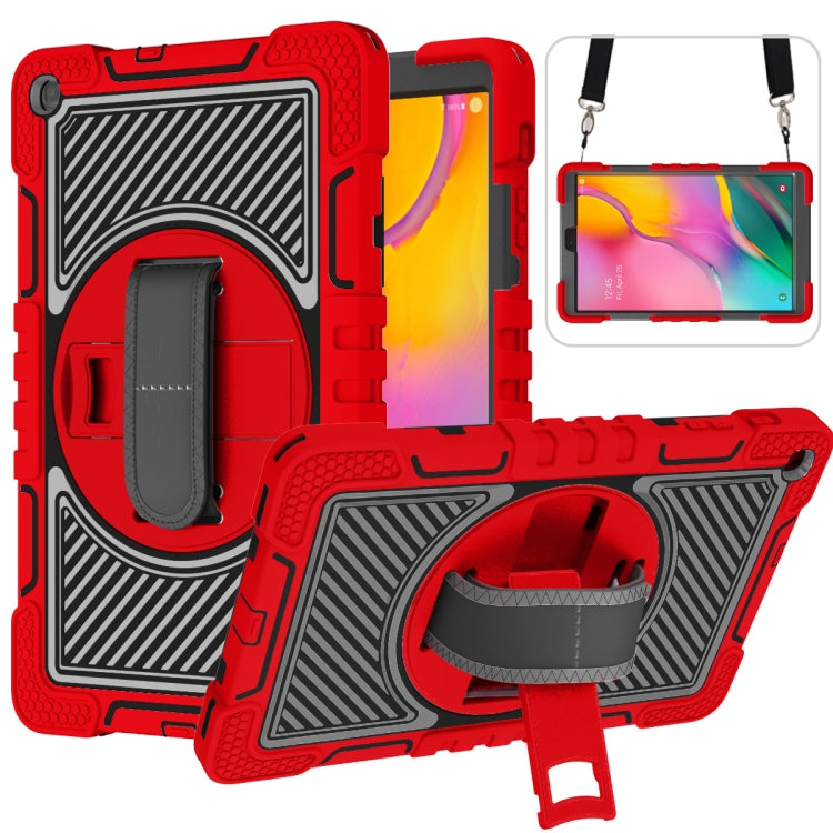 360 Degree Rotation Contrast Color Shockproof Silicone + PC Case with Holder & Hand Grip Strap & Shoulder Strap, For iPad 9.7 2018 / 2017, For iPad 10.2 2021 / 2020 / 2019, For iPad 10.9 / Pro 11 2020 / 2021 / 2018��������������������������������������...