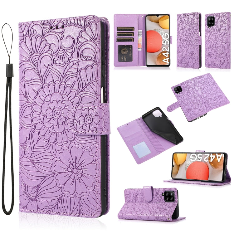 Skin Feel Embossed Sunflower Horizontal Flip Leather Case with Holder & Card Slots & Wallet & Lanyard, For Samsung Galaxy S8+, For Samsung Galaxy A12, For Samsung Galaxy A42 5G, For Samsung Galaxy A32 4G, For Samsung Galaxy A32 5G, For Samsung Galaxy A...