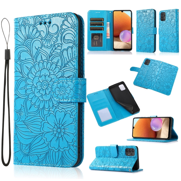 Skin Feel Embossed Sunflower Horizontal Flip Leather Case with Holder & Card Slots & Wallet & Lanyard, For Samsung Galaxy S8+, For Samsung Galaxy A12, For Samsung Galaxy A42 5G, For Samsung Galaxy A32 4G, For Samsung Galaxy A32 5G, For Samsung Galaxy A...