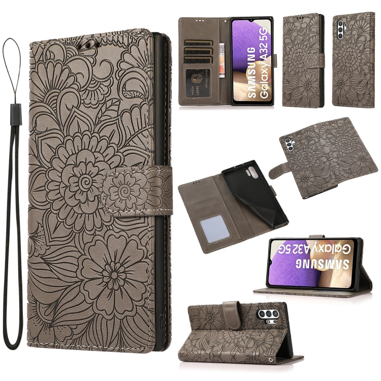 Skin Feel Embossed Sunflower Horizontal Flip Leather Case with Holder & Card Slots & Wallet & Lanyard, For Samsung Galaxy S8+, For Samsung Galaxy A12, For Samsung Galaxy A42 5G, For Samsung Galaxy A32 4G, For Samsung Galaxy A32 5G, For Samsung Galaxy A...