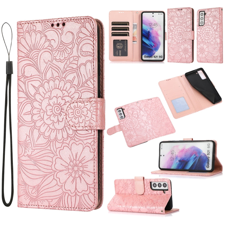 Skin Feel Embossed Sunflower Horizontal Flip Leather Case with Holder & Card Slots & Wallet & Lanyard, For Samsung Galaxy S21 5G, For Samsung Galaxy S21 FE, For Samsung Galaxy A21s, For Samsung Galaxy Note20, For Samsung Galaxy 5G / 4G�����������������...