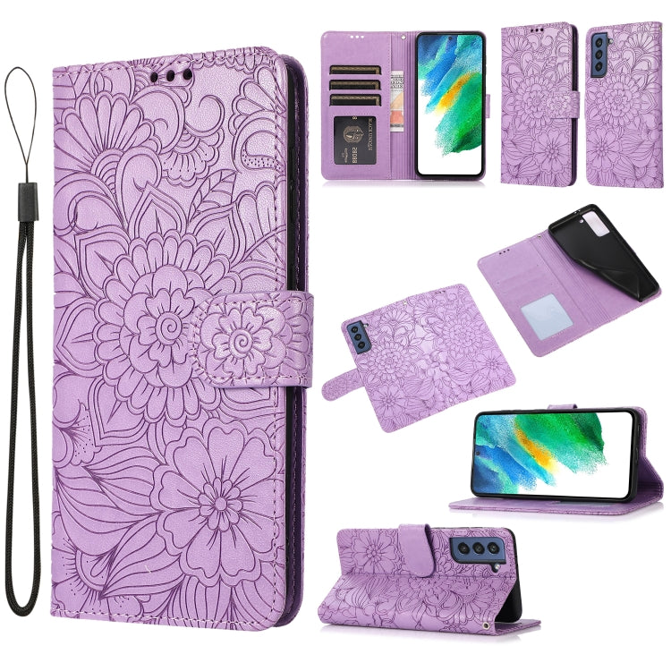 Skin Feel Embossed Sunflower Horizontal Flip Leather Case with Holder & Card Slots & Wallet & Lanyard, For Samsung Galaxy S21 5G, For Samsung Galaxy S21 FE, For Samsung Galaxy A21s, For Samsung Galaxy Note20, For Samsung Galaxy 5G / 4G�����������������...