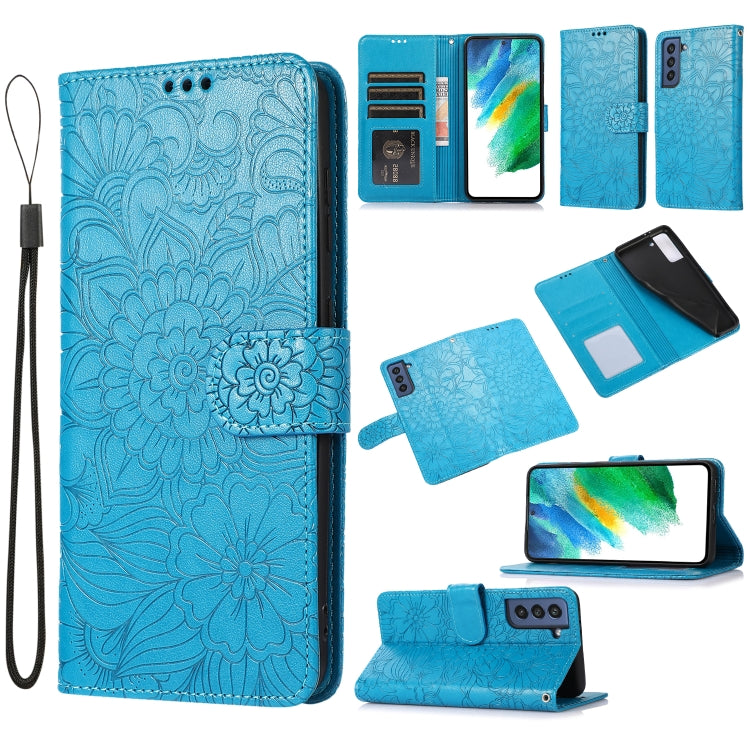 Skin Feel Embossed Sunflower Horizontal Flip Leather Case with Holder & Card Slots & Wallet & Lanyard, For Samsung Galaxy S21 5G, For Samsung Galaxy S21 FE, For Samsung Galaxy A21s, For Samsung Galaxy Note20, For Samsung Galaxy 5G / 4G�����������������...