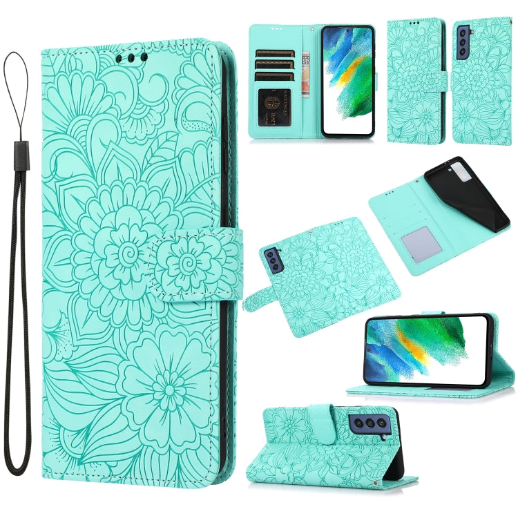 Skin Feel Embossed Sunflower Horizontal Flip Leather Case with Holder & Card Slots & Wallet & Lanyard, For Samsung Galaxy S21 5G, For Samsung Galaxy S21 FE, For Samsung Galaxy A21s, For Samsung Galaxy Note20, For Samsung Galaxy 5G / 4G�����������������...