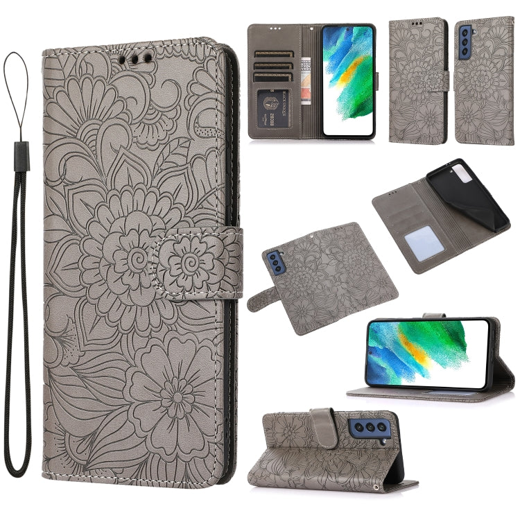 Skin Feel Embossed Sunflower Horizontal Flip Leather Case with Holder & Card Slots & Wallet & Lanyard, For Samsung Galaxy S21 5G, For Samsung Galaxy S21 FE, For Samsung Galaxy A21s, For Samsung Galaxy Note20, For Samsung Galaxy 5G / 4G�����������������...