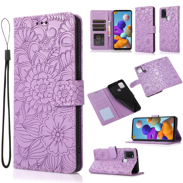 Skin Feel Embossed Sunflower Horizontal Flip Leather Case with Holder & Card Slots & Wallet & Lanyard, For Samsung Galaxy S21 5G, For Samsung Galaxy S21 FE, For Samsung Galaxy A21s, For Samsung Galaxy Note20, For Samsung Galaxy 5G / 4G�����������������...