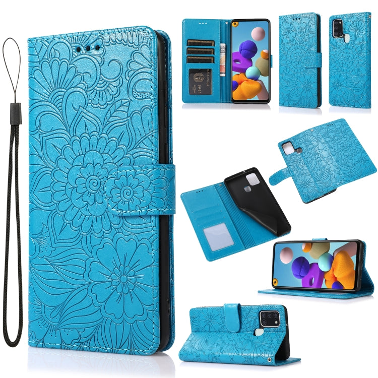 Skin Feel Embossed Sunflower Horizontal Flip Leather Case with Holder & Card Slots & Wallet & Lanyard, For Samsung Galaxy S21 5G, For Samsung Galaxy S21 FE, For Samsung Galaxy A21s, For Samsung Galaxy Note20, For Samsung Galaxy 5G / 4G�����������������...