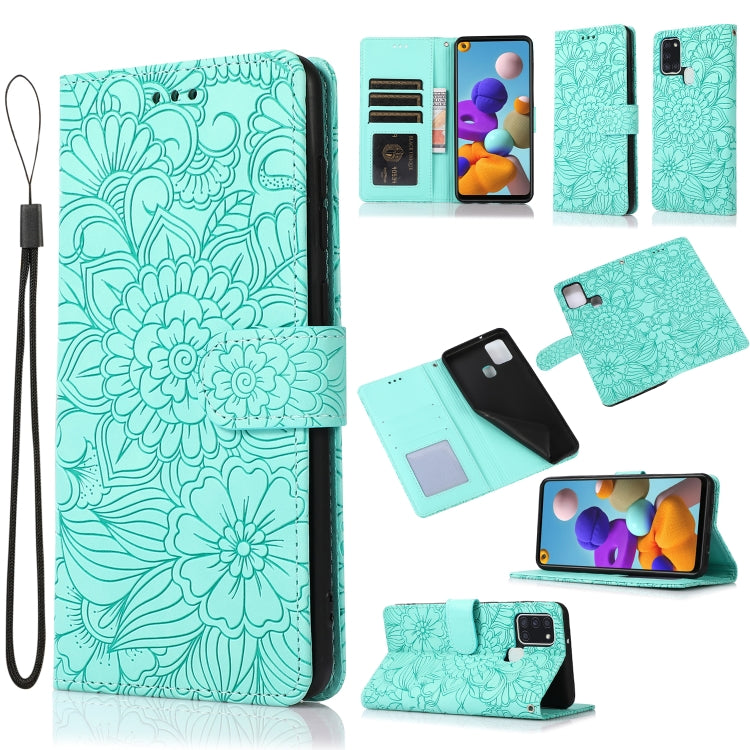 Skin Feel Embossed Sunflower Horizontal Flip Leather Case with Holder & Card Slots & Wallet & Lanyard, For Samsung Galaxy S21 5G, For Samsung Galaxy S21 FE, For Samsung Galaxy A21s, For Samsung Galaxy Note20, For Samsung Galaxy 5G / 4G�����������������...