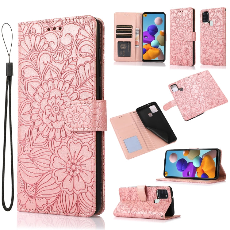 Skin Feel Embossed Sunflower Horizontal Flip Leather Case with Holder & Card Slots & Wallet & Lanyard, For Samsung Galaxy S21 5G, For Samsung Galaxy S21 FE, For Samsung Galaxy A21s, For Samsung Galaxy Note20, For Samsung Galaxy 5G / 4G�����������������...