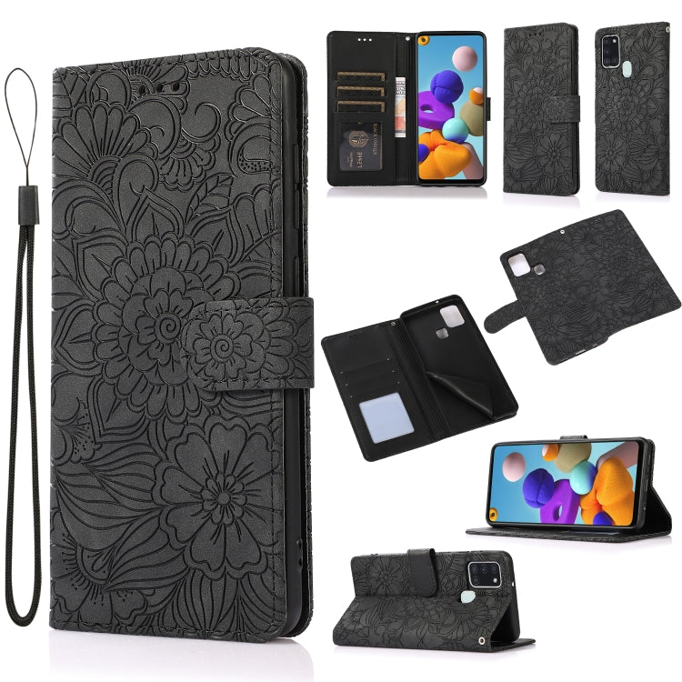 Skin Feel Embossed Sunflower Horizontal Flip Leather Case with Holder & Card Slots & Wallet & Lanyard, For Samsung Galaxy S21 5G, For Samsung Galaxy S21 FE, For Samsung Galaxy A21s, For Samsung Galaxy Note20, For Samsung Galaxy 5G / 4G�����������������...