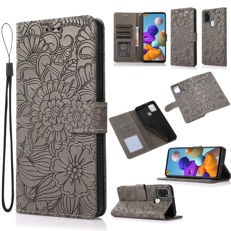 Skin Feel Embossed Sunflower Horizontal Flip Leather Case with Holder & Card Slots & Wallet & Lanyard, For Samsung Galaxy S21 5G, For Samsung Galaxy S21 FE, For Samsung Galaxy A21s, For Samsung Galaxy Note20, For Samsung Galaxy 5G / 4G�����������������...