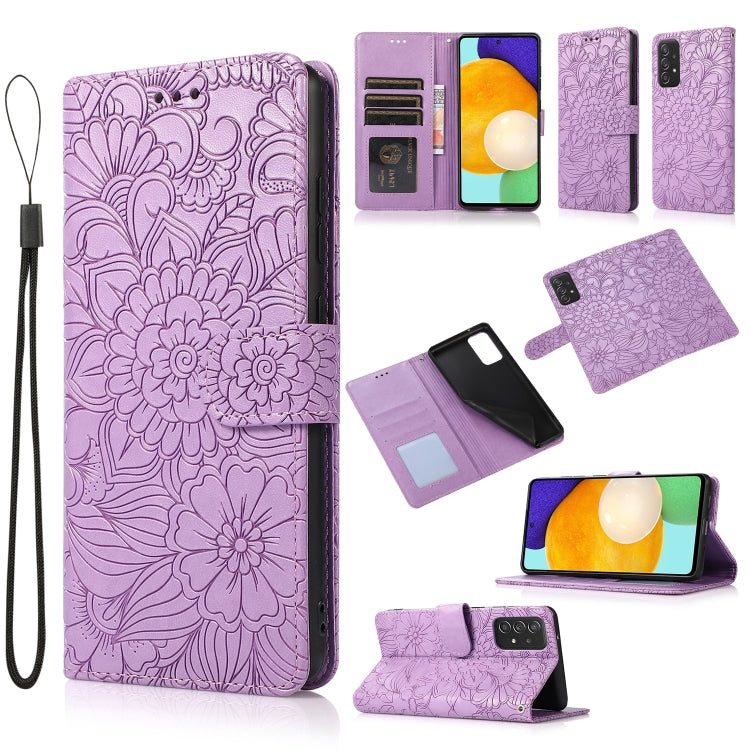Skin Feel Embossed Sunflower Horizontal Flip Leather Case with Holder & Card Slots & Wallet & Lanyard, For Samsung Galaxy S21 5G, For Samsung Galaxy S21 FE, For Samsung Galaxy A21s, For Samsung Galaxy Note20, For Samsung Galaxy 5G / 4G�����������������...