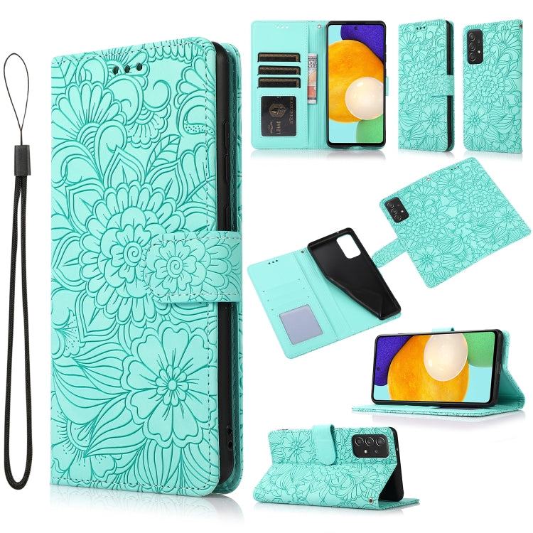 Skin Feel Embossed Sunflower Horizontal Flip Leather Case with Holder & Card Slots & Wallet & Lanyard, For Samsung Galaxy S21 5G, For Samsung Galaxy S21 FE, For Samsung Galaxy A21s, For Samsung Galaxy Note20, For Samsung Galaxy 5G / 4G�����������������...