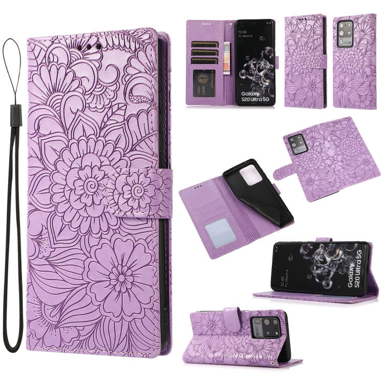 Skin Feel Embossed Sunflower Horizontal Flip Leather Case with Holder & Card Slots & Wallet & Lanyard, For Samsung Galaxy Note9, For Samsung Galaxy Note20 Ultra, For Samsung Galaxy S20 Ultra, For Samsung Galaxy S21 Ultra 5G, For Samsung Galaxy A30s����...