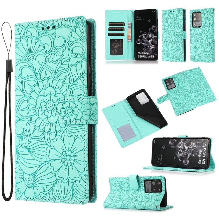Skin Feel Embossed Sunflower Horizontal Flip Leather Case with Holder & Card Slots & Wallet & Lanyard, For Samsung Galaxy Note9, For Samsung Galaxy Note20 Ultra, For Samsung Galaxy S20 Ultra, For Samsung Galaxy S21 Ultra 5G, For Samsung Galaxy A30s����...