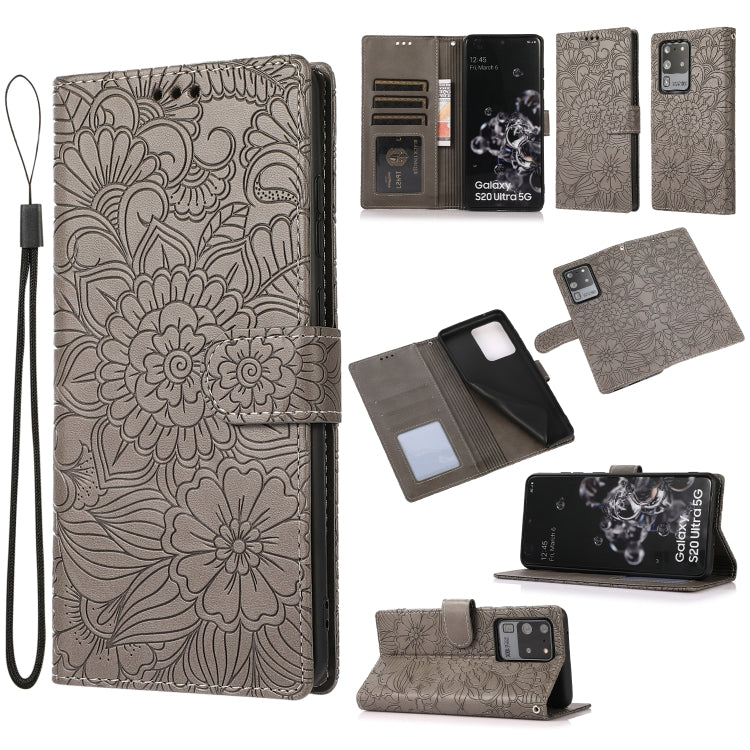 Skin Feel Embossed Sunflower Horizontal Flip Leather Case with Holder & Card Slots & Wallet & Lanyard, For Samsung Galaxy Note9, For Samsung Galaxy Note20 Ultra, For Samsung Galaxy S20 Ultra, For Samsung Galaxy S21 Ultra 5G, For Samsung Galaxy A30s����...