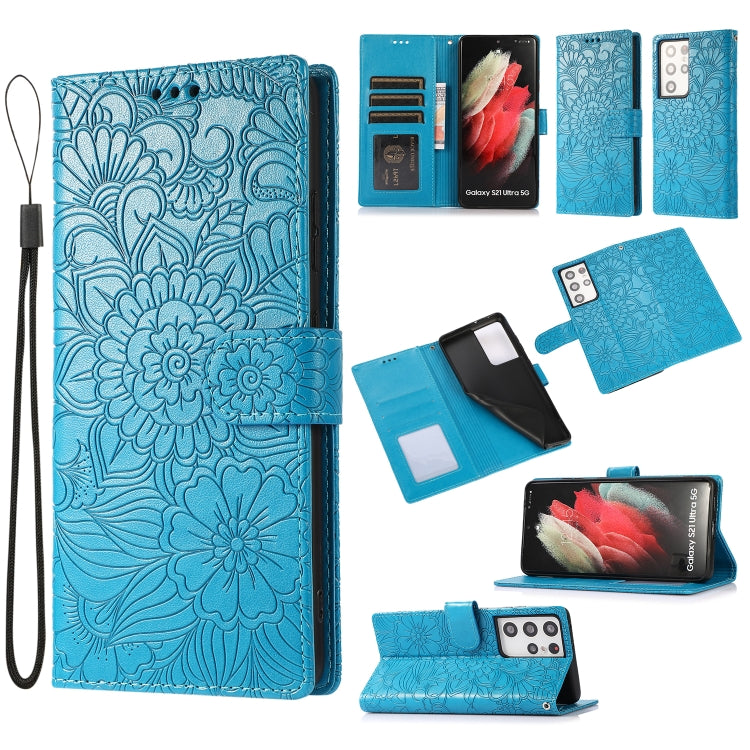 Skin Feel Embossed Sunflower Horizontal Flip Leather Case with Holder & Card Slots & Wallet & Lanyard, For Samsung Galaxy Note9, For Samsung Galaxy Note20 Ultra, For Samsung Galaxy S20 Ultra, For Samsung Galaxy S21 Ultra 5G, For Samsung Galaxy A30s����...