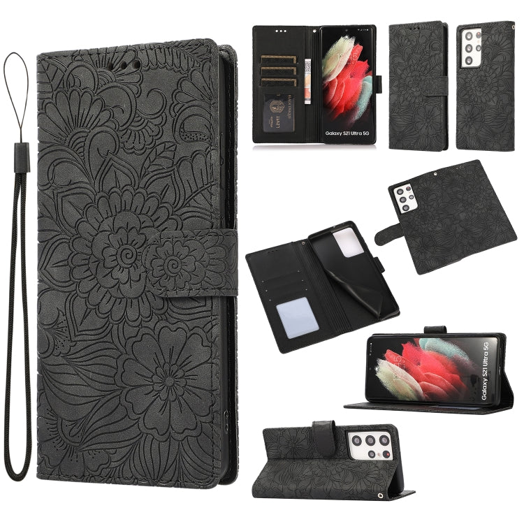 Skin Feel Embossed Sunflower Horizontal Flip Leather Case with Holder & Card Slots & Wallet & Lanyard, For Samsung Galaxy Note9, For Samsung Galaxy Note20 Ultra, For Samsung Galaxy S20 Ultra, For Samsung Galaxy S21 Ultra 5G, For Samsung Galaxy A30s����...