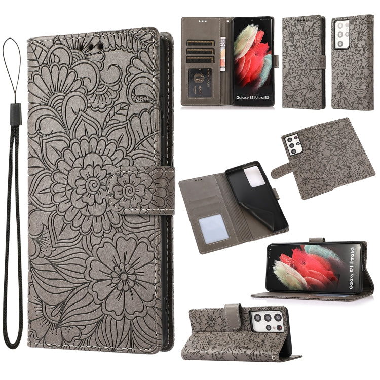 Skin Feel Embossed Sunflower Horizontal Flip Leather Case with Holder & Card Slots & Wallet & Lanyard, For Samsung Galaxy Note9, For Samsung Galaxy Note20 Ultra, For Samsung Galaxy S20 Ultra, For Samsung Galaxy S21 Ultra 5G, For Samsung Galaxy A30s����...