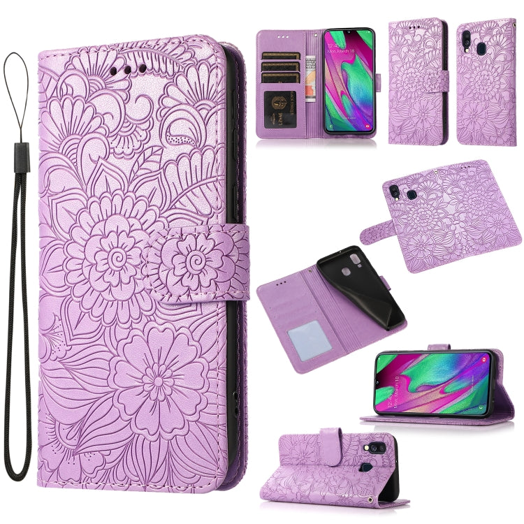 Skin Feel Embossed Sunflower Horizontal Flip Leather Case with Holder & Card Slots & Wallet & Lanyard, For Samsung Galaxy S10+, For Samsung Galaxy S10e, For Samsung Galaxy A20s, For Samsung Galaxy A40, For Samsung Galaxy Note8, For Samsung Galaxy J6���...