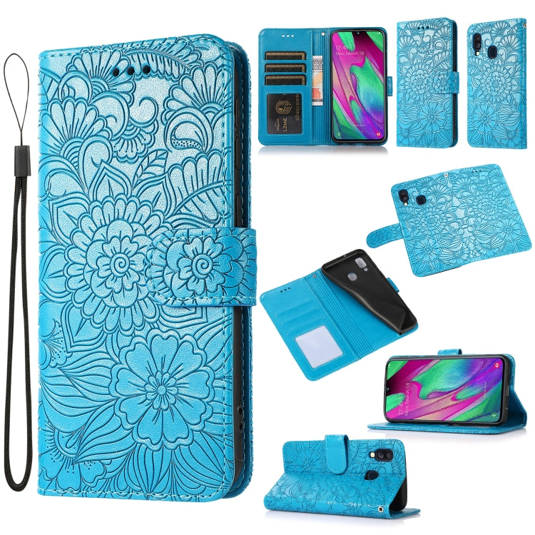 Skin Feel Embossed Sunflower Horizontal Flip Leather Case with Holder & Card Slots & Wallet & Lanyard, For Samsung Galaxy S10+, For Samsung Galaxy S10e, For Samsung Galaxy A20s, For Samsung Galaxy A40, For Samsung Galaxy Note8, For Samsung Galaxy J6���...