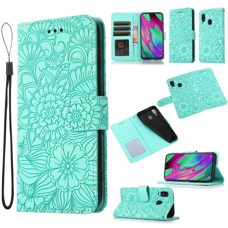 Skin Feel Embossed Sunflower Horizontal Flip Leather Case with Holder & Card Slots & Wallet & Lanyard, For Samsung Galaxy S10+, For Samsung Galaxy S10e, For Samsung Galaxy A20s, For Samsung Galaxy A40, For Samsung Galaxy Note8, For Samsung Galaxy J6���...