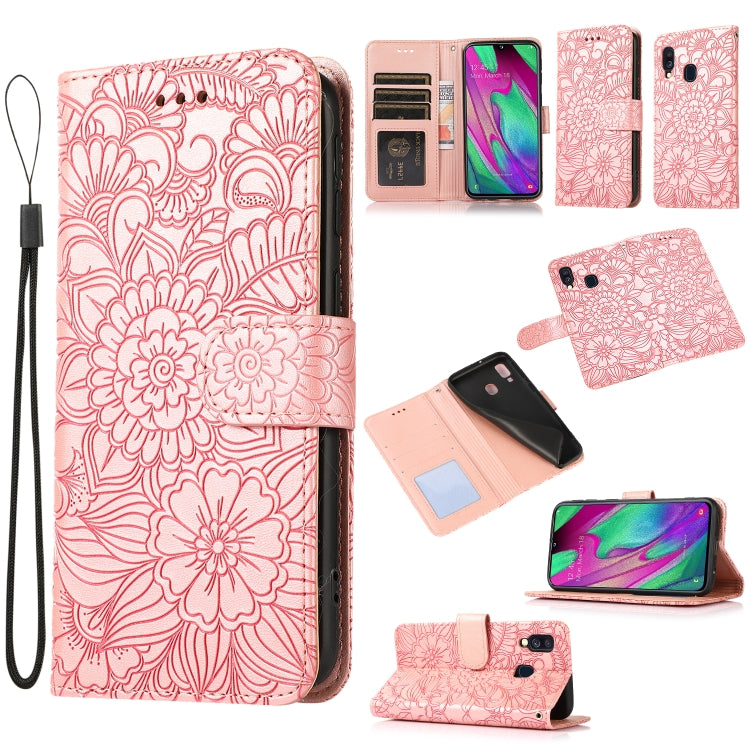 Skin Feel Embossed Sunflower Horizontal Flip Leather Case with Holder & Card Slots & Wallet & Lanyard, For Samsung Galaxy S10+, For Samsung Galaxy S10e, For Samsung Galaxy A20s, For Samsung Galaxy A40, For Samsung Galaxy Note8, For Samsung Galaxy J6���...