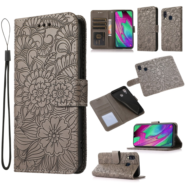 Skin Feel Embossed Sunflower Horizontal Flip Leather Case with Holder & Card Slots & Wallet & Lanyard, For Samsung Galaxy S10+, For Samsung Galaxy S10e, For Samsung Galaxy A20s, For Samsung Galaxy A40, For Samsung Galaxy Note8, For Samsung Galaxy J6���...