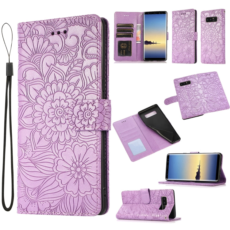 Skin Feel Embossed Sunflower Horizontal Flip Leather Case with Holder & Card Slots & Wallet & Lanyard, For Samsung Galaxy S10+, For Samsung Galaxy S10e, For Samsung Galaxy A20s, For Samsung Galaxy A40, For Samsung Galaxy Note8, For Samsung Galaxy J6���...