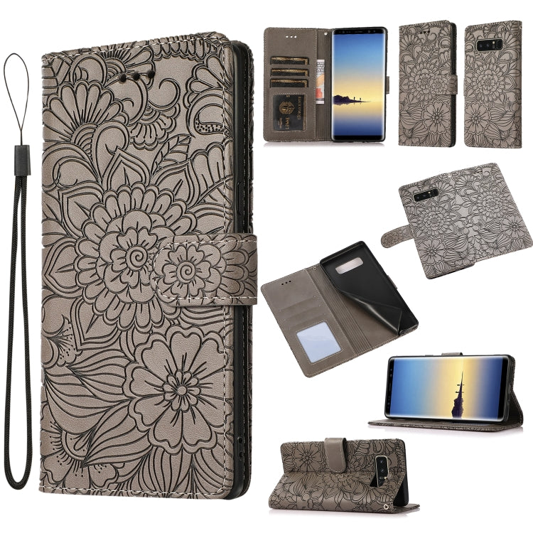 Skin Feel Embossed Sunflower Horizontal Flip Leather Case with Holder & Card Slots & Wallet & Lanyard, For Samsung Galaxy S10+, For Samsung Galaxy S10e, For Samsung Galaxy A20s, For Samsung Galaxy A40, For Samsung Galaxy Note8, For Samsung Galaxy J6���...