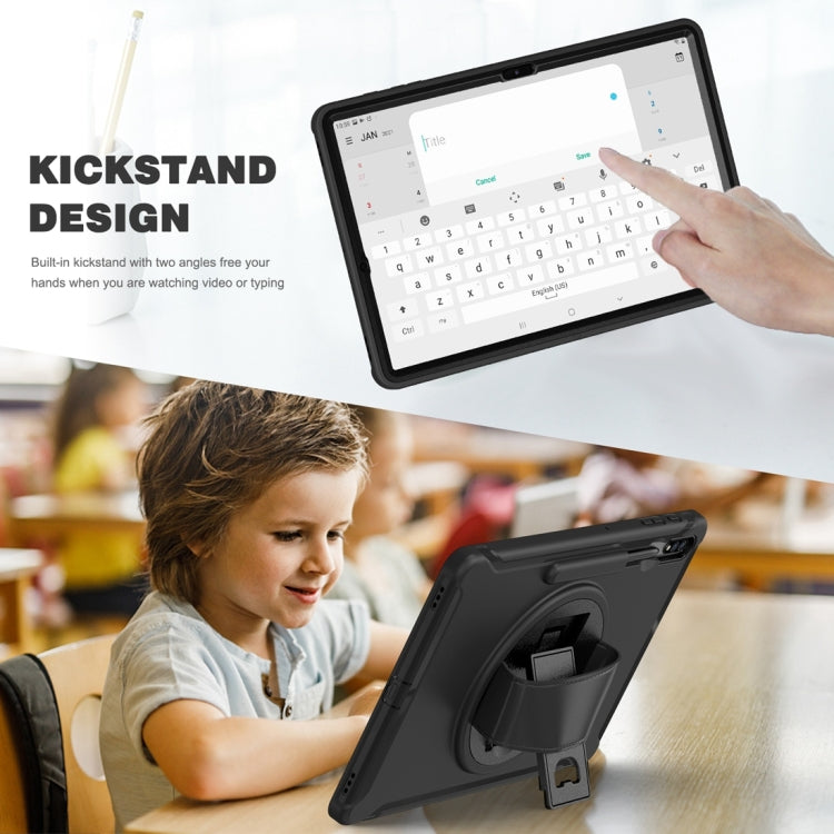 360 Degree Rotation PC+TPU Protective Cover with Holder & Hand Strap, For Samsung Galaxy Tab S7 FE 12.4 inch T730