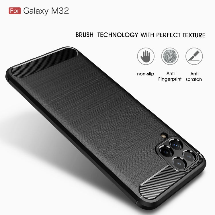 Brushed Texture Carbon Fiber TPU Case, For Samsung Galaxy M32 (india)