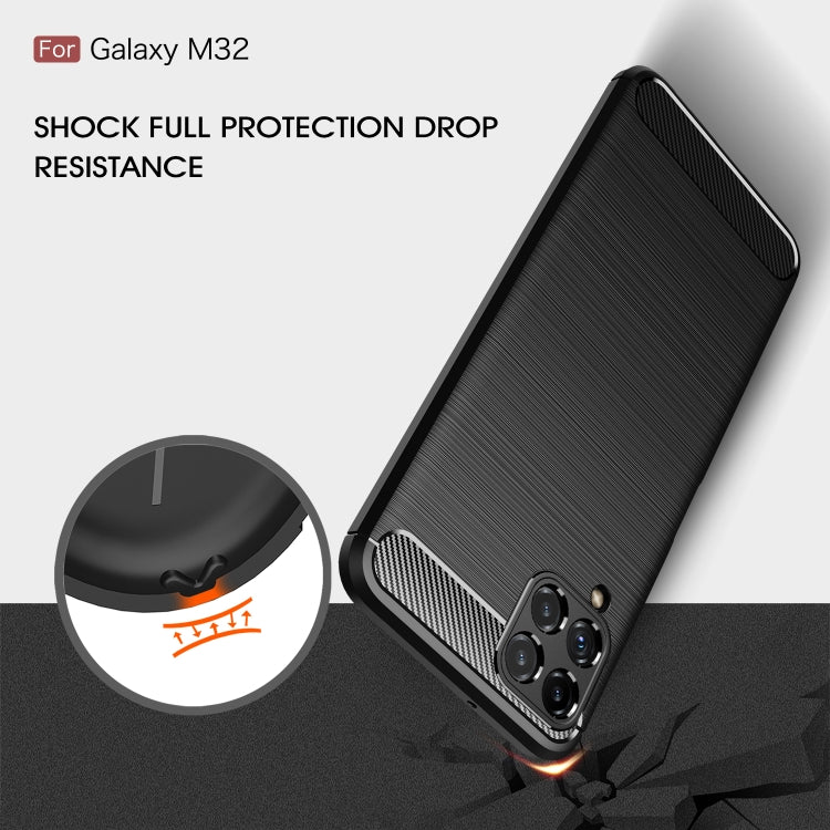 Brushed Texture Carbon Fiber TPU Case, For Samsung Galaxy M32 (india)