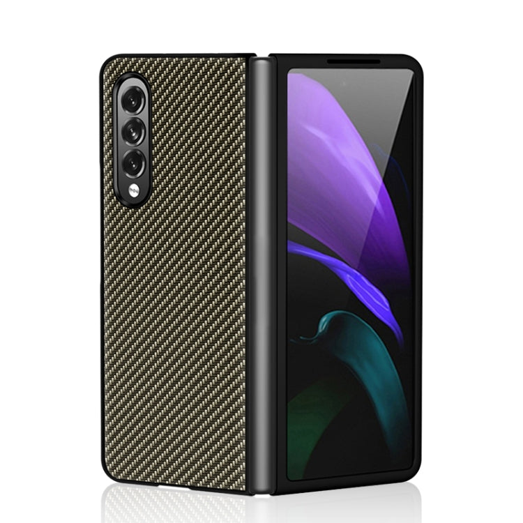 Solid Color Carbon Fiber Texture PU Shockproof Protective Case, For Samsung Galaxy Z Fold3 5G