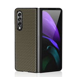 Solid Color Carbon Fiber Texture PU Shockproof Protective Case, For Samsung Galaxy Z Fold3 5G