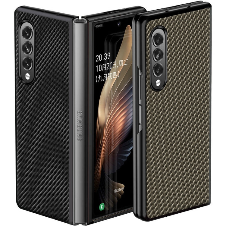 Solid Color Carbon Fiber Texture PU Shockproof Protective Case, For Samsung Galaxy Z Fold3 5G