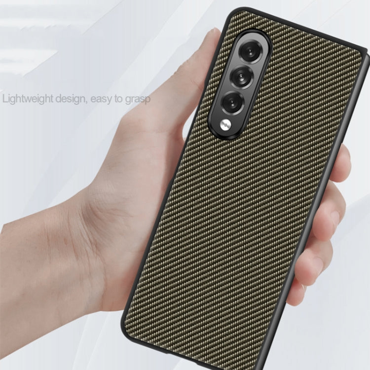 Solid Color Carbon Fiber Texture PU Shockproof Protective Case, For Samsung Galaxy Z Fold3 5G