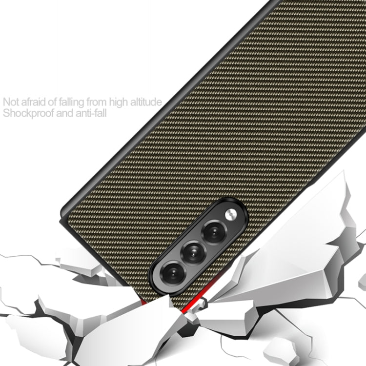 Solid Color Carbon Fiber Texture PU Shockproof Protective Case, For Samsung Galaxy Z Fold3 5G