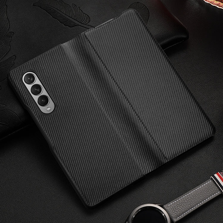 Carbon Fiber Texture Folding All Inclusive PU Shockproof Leather Case, For Samsung Galaxy Z Fold3 5G