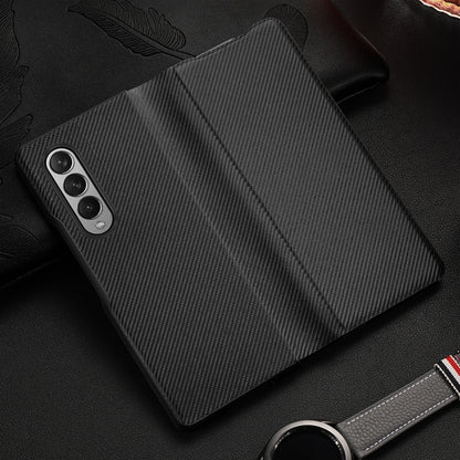 Carbon Fiber Texture Folding All Inclusive PU Shockproof Leather Case, For Samsung Galaxy Z Fold3 5G