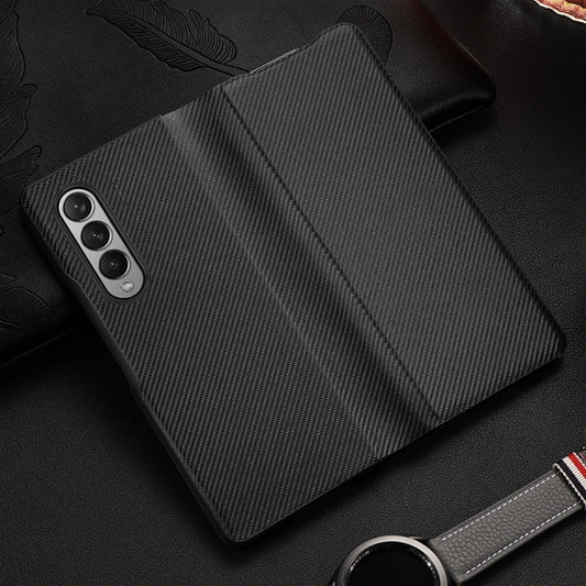 Carbon Fiber Texture Folding All Inclusive PU Shockproof Leather Case, For Samsung Galaxy Z Fold3 5G