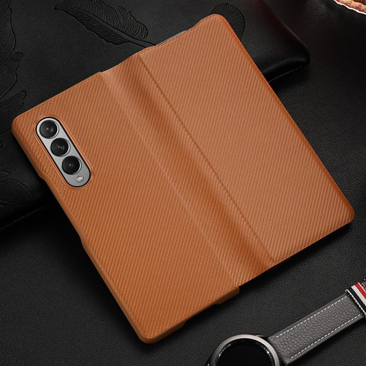 Carbon Fiber Texture Folding All Inclusive PU Shockproof Leather Case, For Samsung Galaxy Z Fold3 5G