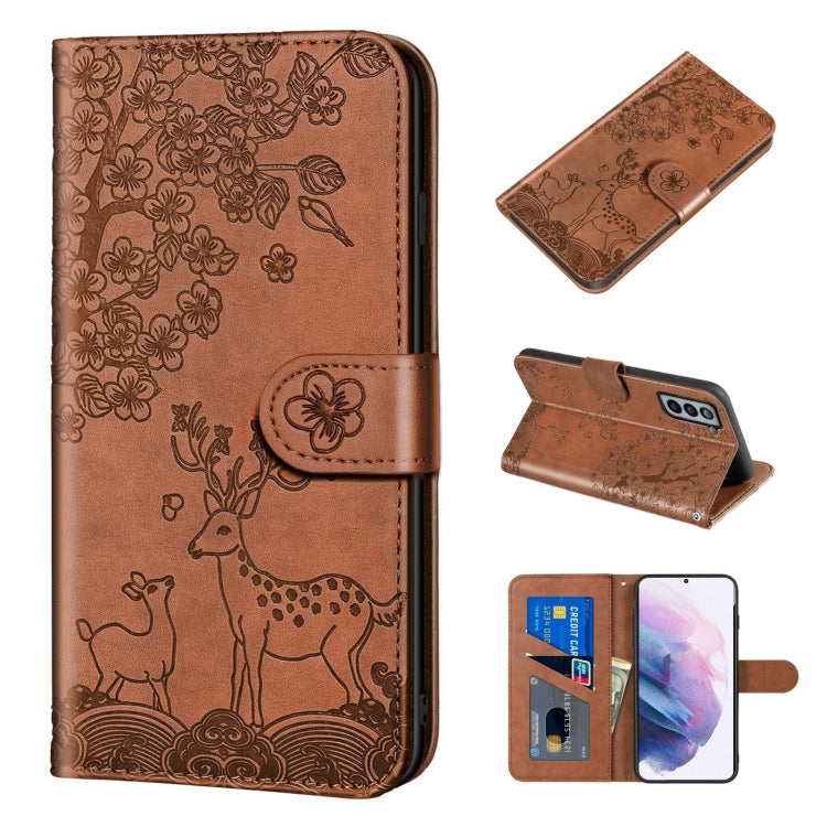 Sika Deer Embossing Pattern Horizontal Flip PU Leather Case with Holder & Card Slot & Wallet & Photo Frame, For Samsung Galaxy S21 5G, For Samsung Galaxy S21+ 5G, For Samsung Galaxy S21 Ultra 5G, For Samsung Galaxy S21 FE, For Samsung Galaxy S20�������...