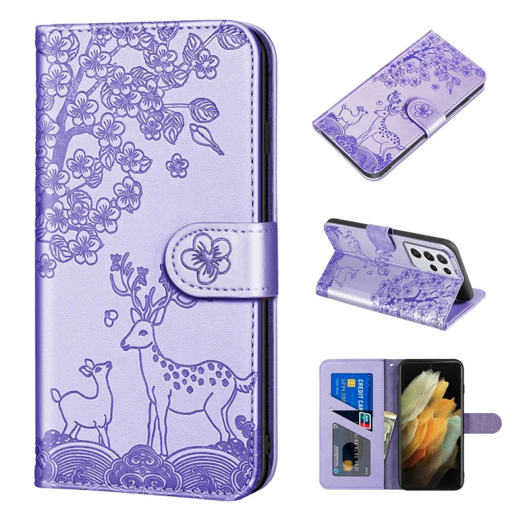 Sika Deer Embossing Pattern Horizontal Flip PU Leather Case with Holder & Card Slot & Wallet & Photo Frame, For Samsung Galaxy S21 5G, For Samsung Galaxy S21+ 5G, For Samsung Galaxy S21 Ultra 5G, For Samsung Galaxy S21 FE, For Samsung Galaxy S20�������...